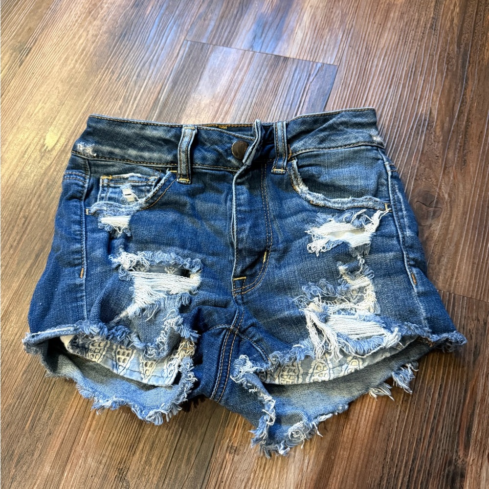 American Eagle Outfitters Ripped Blue Jean Shorts